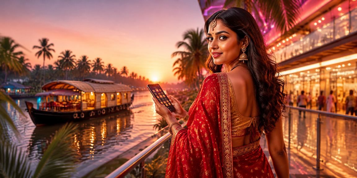 Kerala lottery scene with traditional attire